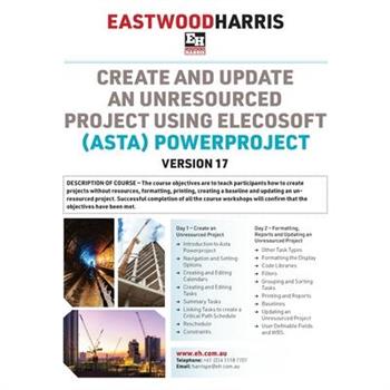 Create and Update an Unresourced Project using Elecosoft (Asta) Powerproject Version 17