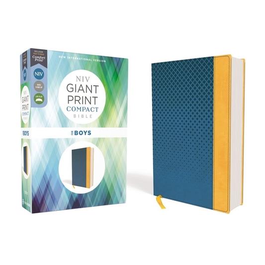 Niv, Giant Print Compact Bible for Boys, Leathersoft, Blue, Red Letter Edition, Comfort Print