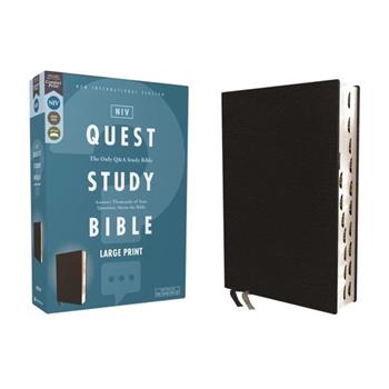 Niv, Quest Study Bible, Large Print, Bonded Leather, Black, Thumb Indexed, Comfort Print