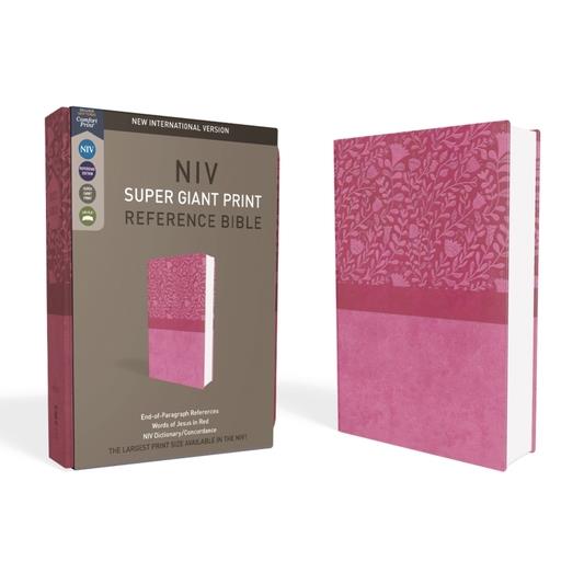 NIV, Super Giant Print Reference Bible, Giant Print, Imitation Leather, Pink, Red Letter Edition