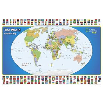 National Geographic: The World for Kids in Gift Box Wall Map (36 X 24 Inches)