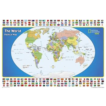 National Geographic: The World for Kids Wall Map - Laminated (36 X 24 Inches)