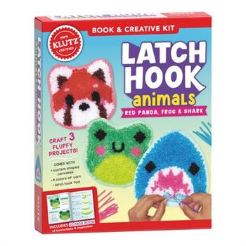 Latch Hook Animals: Red Panda, Frog & Shark