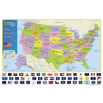 National Geographic: The United States for Kids in Gift Box Wall Map (24 X 36 Inches)