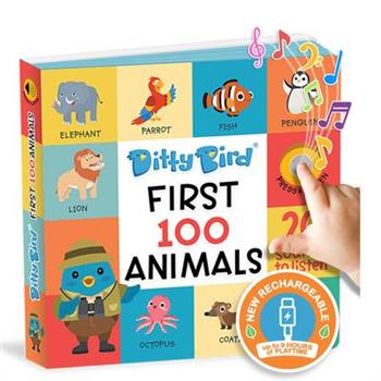Ditty Bird First 100 Animals Interactive Sound Book for Toddlers 1- 3 Speech Therapy Learning Books for 1 Year Old