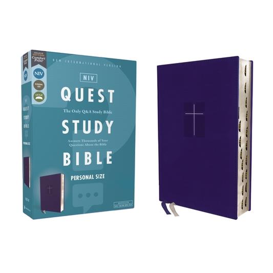 Niv, Quest Study Bible, Personal Size, Leathersoft, Blue, Thumb Indexed, Comfort Print