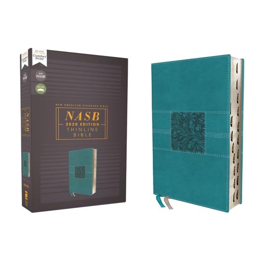 Nasb, Thinline Bible, Leathersoft, Teal, Red Letter Edition, 2020 Text, Thumb Indexed, Comfort Print