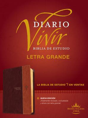 Biblia de Estudio del Diario Vivir Rvr60, Letra Grande (Letra Roja, Sentipiel, Caf矇/Caf矇 Claro)