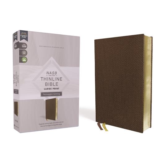 Nasb, Thinline Bible, Large Print, Passaggio Setting, Leathersoft, Brown, Red Letter, 1995 Text, Comfort Print