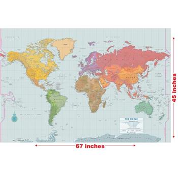 Laminated World Wall Map (67’’ W X 45’’ H)