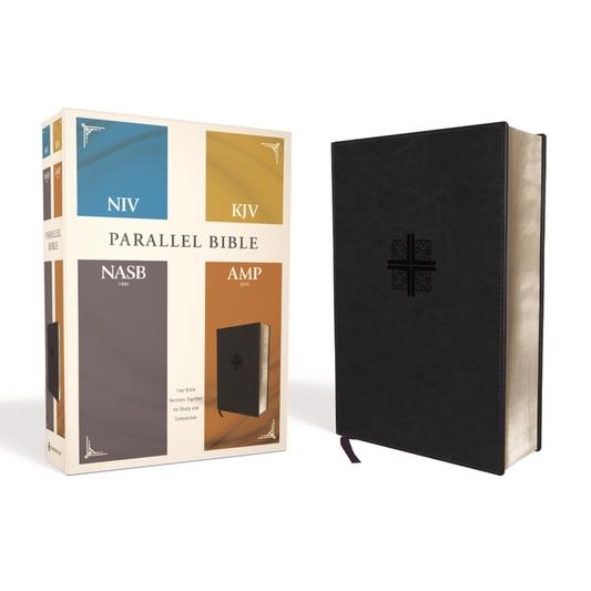 Niv, Kjv, Nasb, Amplified, Parallel Bible, Leathersoft, Black