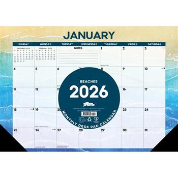 Beaches 2026 17 X 12 Small Monthly Deskpad