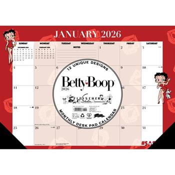 Betty Boop 2026 17 X 12 Small Monthly Deskpad