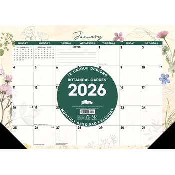Botanical Garden 2026 17 X 12 Small Monthly Deskpad