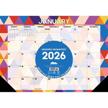 Modern Geometric 2026 17 X 12 Small Monthly Deskpad