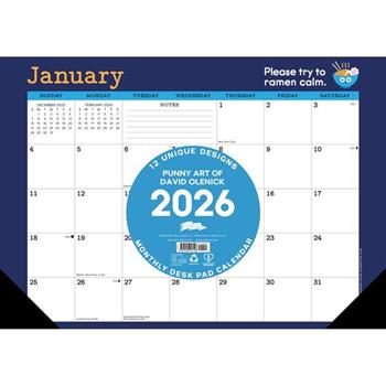 Punny Art of David Olenick 2026 17 X 12 Small Monthly Deskpad