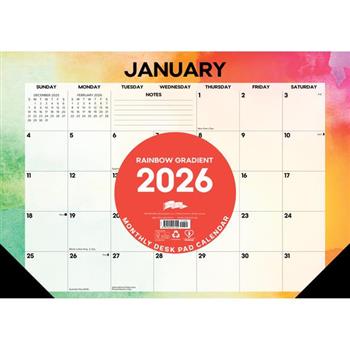 Rainbow Gradient 2026 17 X 12 Small Monthly Deskpad