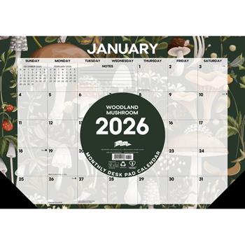Woodland Mushroom 2026 17 X 12 Small Monthly Deskpad