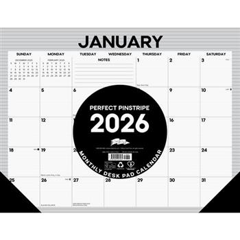 Pinstripe 2026 22 X 17 Large Monthly Deskpad