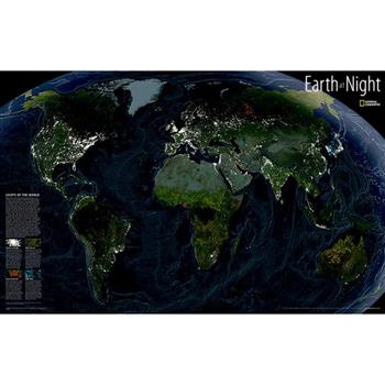 National Geographic: Earth at Night Wall Map (35 X 22.25 Inches)