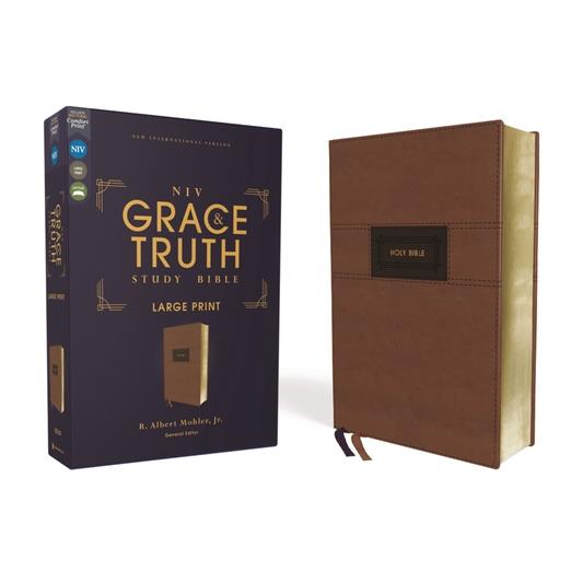 Niv, the Grace and Truth Study Bible, Large Print, Leathersoft, Brown, Red Letter, Comfort Print