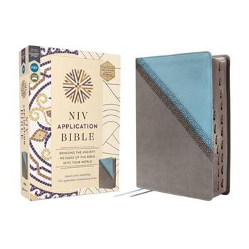 NIV Application Bible, Leathersoft, Teal/Grey, Red Letter, Thumb Indexed, Comfort Print