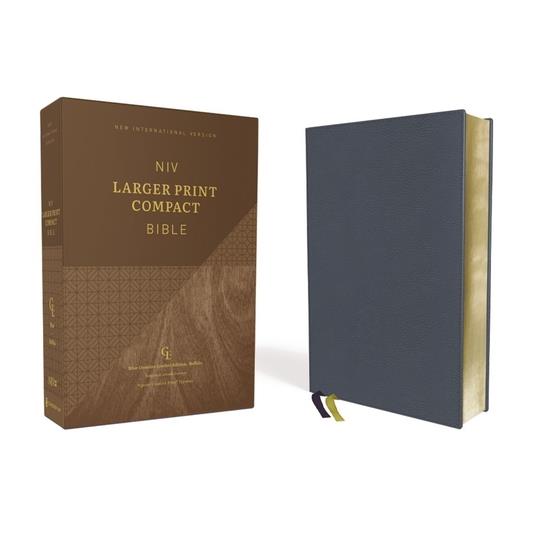 Niv, Larger Print Compact Bible, Genuine Leather, Buffalo, Blue, Red Letter, Comfort Print