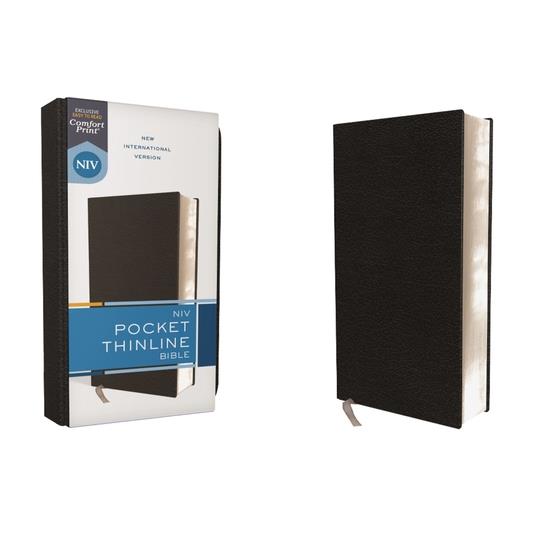 Niv, Pocket Thinline Bible, Bonded Leather, Black, Red Letter, Comfort Print