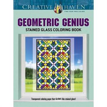 Creative Haven Geometric Genius Stained Glass Coloring Book