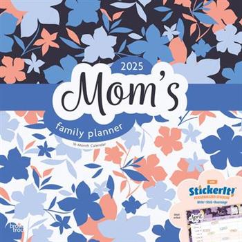 Mom’s Family Planner 2025 12 X 24 Inch Monthly Square Wall Calendar Matte Paper and Sticker Sheet Plastic-Free