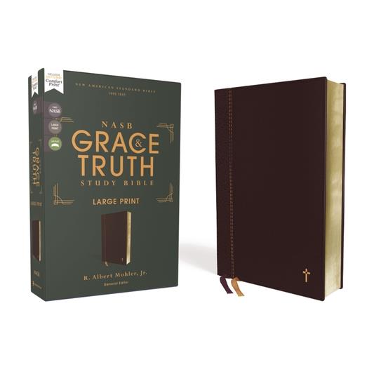 Nasb, the Grace and Truth Study Bible, Large Print, Leathersoft, Maroon, Red Letter, 1995 Text, Comfort Print