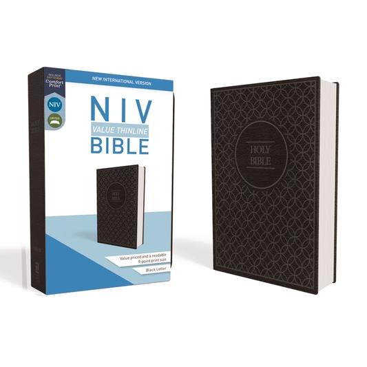 NIV, Value Thinline Bible, Imitation Leather, Gray/Black