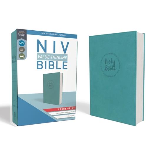 NIV, Value Thinline Bible, Large Print, Imitation Leather, Blue