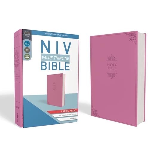 NIV, Value Thinline Bible, Large Print, Imitation Leather, Pink