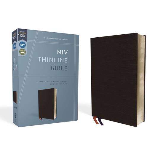 NIV, Thinline Bible, Bonded Leather, Black, Red Letter Edition