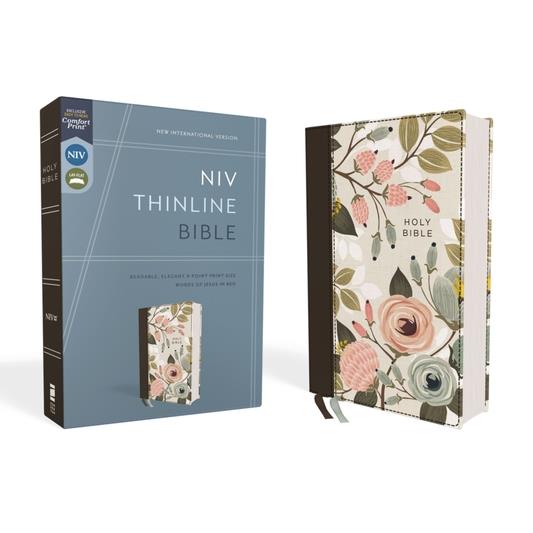 Niv, Thinline Bible, Cloth Over Board, Floral, Red Letter Edition, Comfort Print