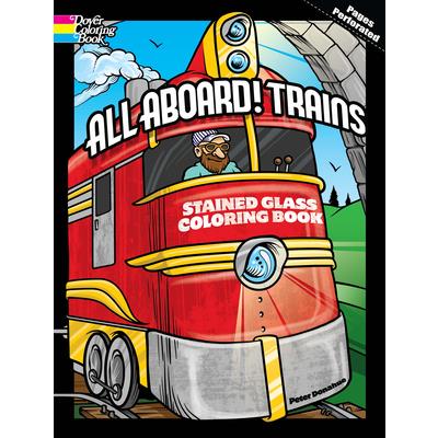 All Aboard! Trains Stained Glass Coloring Book
