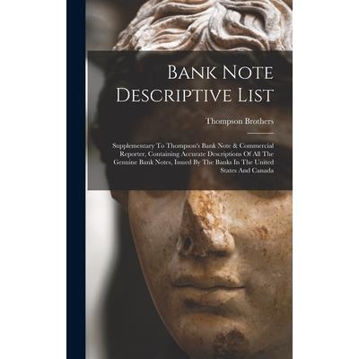 Bank Note Descriptive List