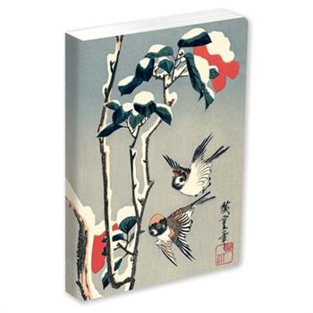 Journal Sparrows and Camellia in Snow by Hiroshige, Lined PB