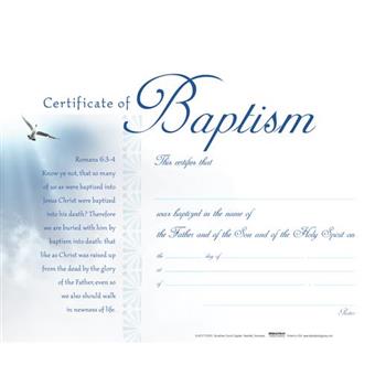 Baptism - White Clouds Flat Certificate (Pkg 6)