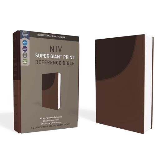 NIV, Super Giant Print Reference Bible, Imitation Leather, Brown, Red Letter Edition