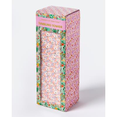 Floral Tumbling Tower Game - Stylish Wooden Stacking Game for Family & Party Fun Floral Tumbling Tower Game - Stylish Wooden Stacking Game for Family & Party Fun