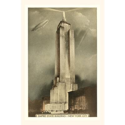 Vintage Journal Blimp over Empire State Building, New York City