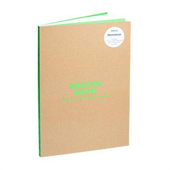 Teneues - Sketchbook Large Format - 50 White Kraft Pages, Lay Flat Binding, Kraft and Neon Green: Sketchbook