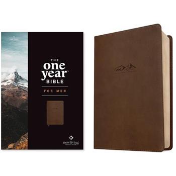 NLT the One Year Bible for Men (Leatherlike, Rustic Brown Mountain)