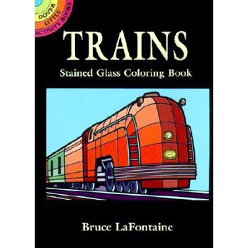 Trains Stained Glass Coloring Book