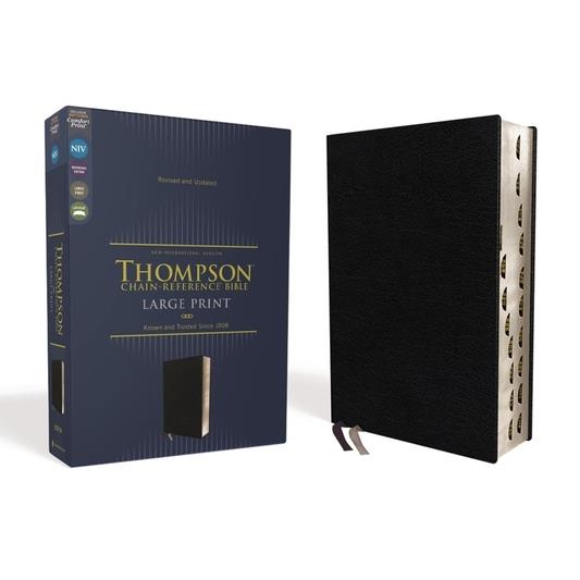 Niv, Thompson Chain-Reference Bible, Large Print, European Bonded Leather, Black, Thumb Indexed, Red Letter, Comfort Print