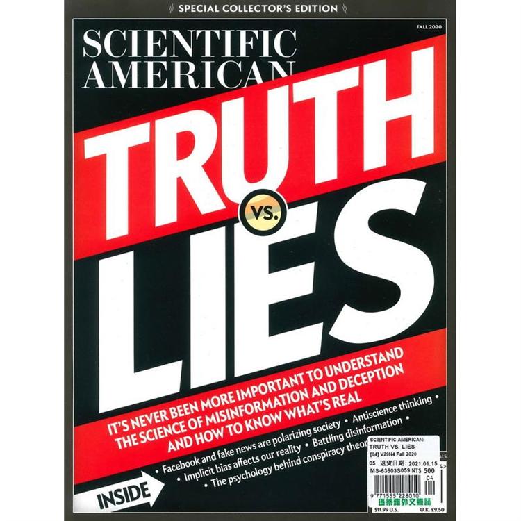 SCIENTIFIC AMERICAN_TRUTH VS. LIES 秋季號 2020【金石堂、博客來熱銷】