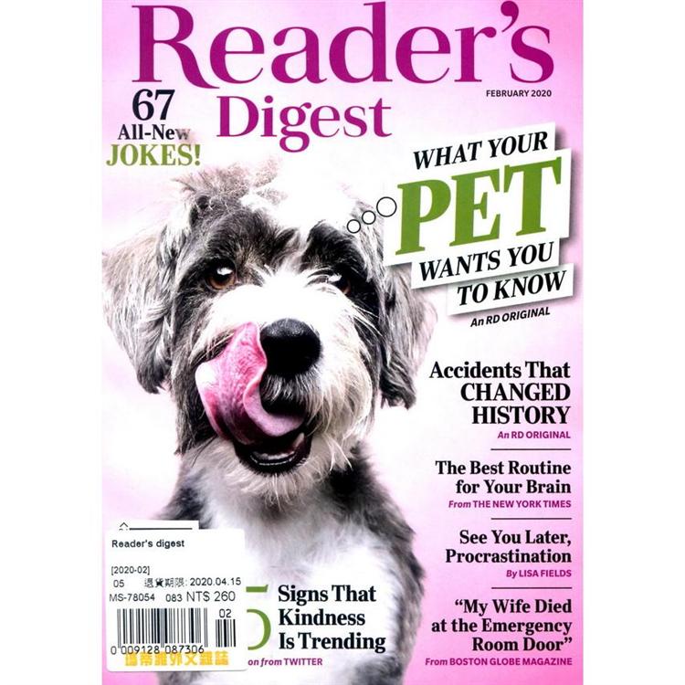 Reader`s digest 2月號 2020【金石堂、博客來熱銷】