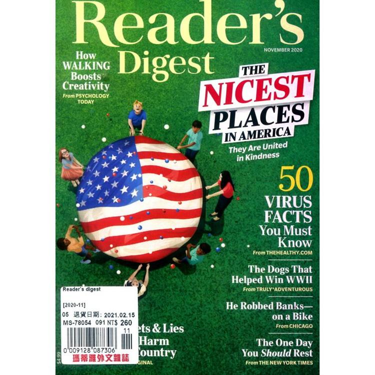 Reader`s digest 11月號 2020【金石堂、博客來熱銷】